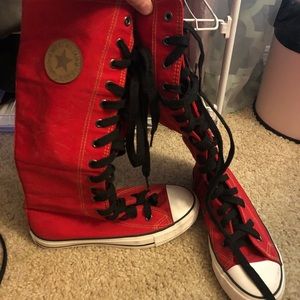 Red knee high converse imitation boots